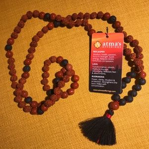 Red Jasper, Lava & Rudraksha Mala